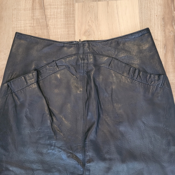 Vintage Maglia Black Leather Skirt Size 8 - Picture 2 of 5